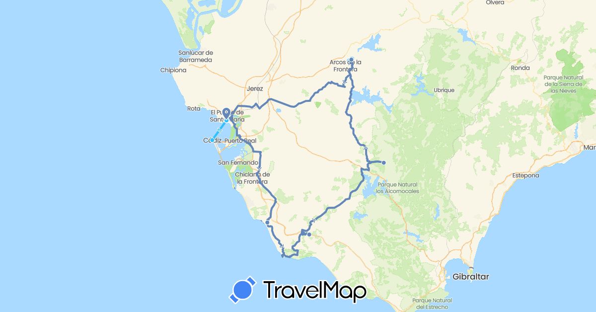 TravelMap itinerary: driving, cycling, boat in Spain (Europe)